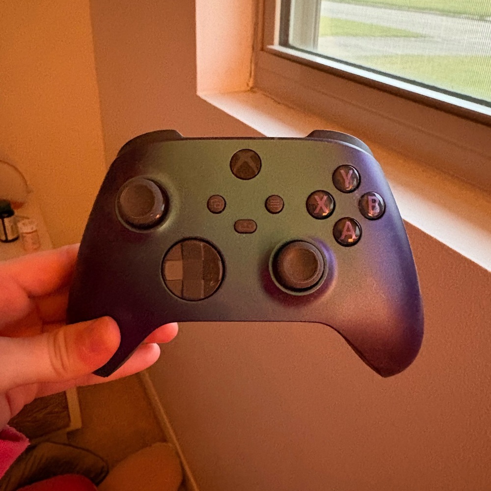 Xbox controller iridescent, blue, and purple